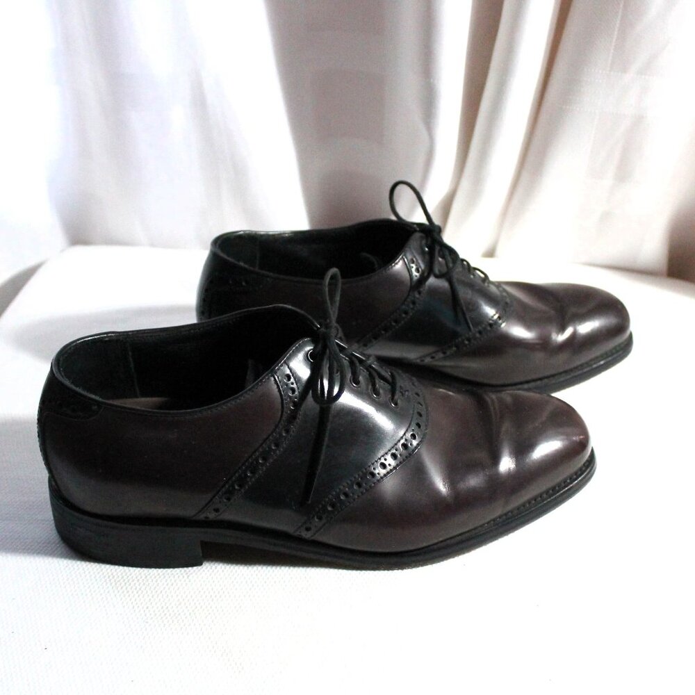 Florsheim Saddle Oxfords, Plain Toe, Raisin / Black, 10.5D